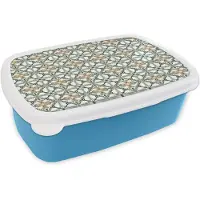 MuchoWow Broodtrommel Blauw - Lunchbox Floraal - Verweerd - Keurrijk - Brooddoos 18x12x6 cm - Brood lunch box - Broodtrommels voor kinderen en volwassenen