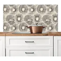 KitchenYeah Spatscherm keuken 120x60 cm - Kookplaat achterwand Cirkels - Patroon - Zwart - Muurbeschermer - Spatwand fornuis - Hoogwaardig aluminium
