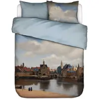 Essenza Dekbedovertrek View on Delft Calming blue Satijn-260 x 200 / 220 cm | Extra Breed