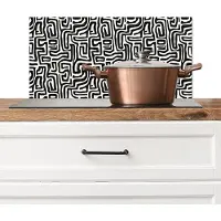 KitchenYeah Spatscherm keuken 60x30 cm - Kookplaat achterwand Grafisch - Lijnen - Zwart - Wit - Muurbeschermer - Spatwand fornuis - Hoogwaardig aluminium