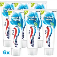 Aquafresh Fresh & Minty – Tandpasta – 3in1 – Voor een frisse adem – Voordeelverpakking – Recyclebare tube en dop – 6 x 75 ml