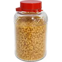 Gerimport Voedsel opslag container - glas - 10 liter - afsluitdop en hengsel - transparant/rood