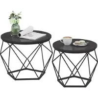 Vasagle Ronde salontafel met afneembaar blad, set van 2, Zwart