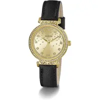 GUESS Analoog horloge 'Enchantment' goud / zwart / transparant