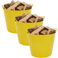 Excellent houseware Flexibele kuip / emmer - 3x - geel - 27 liter - kunststof - 42 x 35 cm