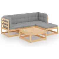 vidaXL 5-delige Loungeset met kussens massief grenenhout