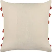 Beliani PLEIONE - Sierkussen set van 2 - Beige/Koraal - 45 x 45 cm - Katoen