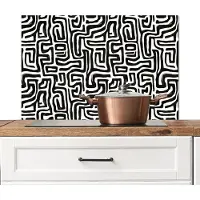 KitchenYeah Spatscherm keuken 80x55 cm - Kookplaat achterwand Grafisch - Lijnen - Zwart - Wit - Muurbeschermer - Spatwand fornuis - Hoogwaardig aluminium