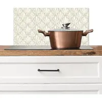 KitchenYeah Spatscherm keuken 60x30 cm - Kookplaat achterwand Barok - Patroon - Beige - Muurbeschermer - Spatwand fornuis - Hoogwaardig aluminium