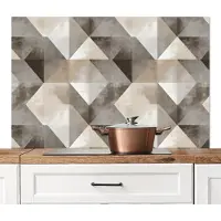 KitchenYeah Spatscherm keuken 120x80 cm - Kookplaat achterwand Geometrisch - Motief - Aardetinten - Muurbeschermer - Spatwand fornuis - Hoogwaardig aluminium