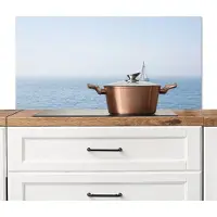 KitchenYeah Spatscherm keuken 100x50 cm - Kookplaat achterwand Horizon - Zeilboot - Zee - Muurbeschermer - Spatwand fornuis - Hoogwaardig aluminium
