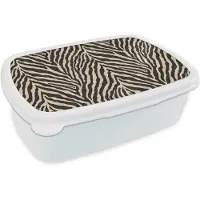 MuchoWow Broodtrommel Wit - Lunchbox Zebra - Klassiek - Zwart - Brooddoos 18x12x6 cm - Brood lunch box - Broodtrommels voor kinderen en volwassenen