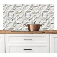 KitchenYeah Spatscherm keuken 120x60 cm - Kookplaat achterwand Structuur - Rots - Wit - Muurbeschermer - Spatwand fornuis - Hoogwaardig aluminium