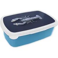 MuchoWow Broodtrommel Blauw - Lunchbox Kreeft - Porselein - Delfts - Blauw - Brooddoos 18x12x6 cm - Brood lunch box - Broodtrommels voor kinderen en volwassenen