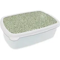 MuchoWow Broodtrommel Wit - Lunchbox Botanisch - Takken - Groen - Brooddoos 18x12x6 cm - Brood lunch box - Broodtrommels voor kinderen en volwassenen