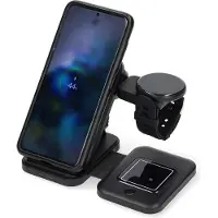 Nedis Draadloze Oplader | 3-in-1 | 15 W | LED-indicatie in gebruik | Inclusief kabel | USB-A / USB-C | 1.00 m - WDCHAQ15W110BK