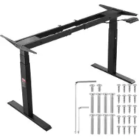 TOPDEAL Bureauframe met dubbele motor, verstelbare hoogte 65-129 cm en lengte 110-178 cm, elektrisch verstelbaar bureauframe, ergonomische basis voor werkplekken, 3 posities (alleen zwarte frame)