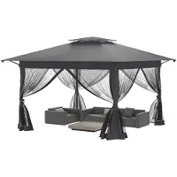 JOIEYOU Opklapbare partytent 3x3m, opklapbare paviljoen 4x4m met dak, inklapbare feesttent, tuinpaviljoen met muggengaas, waterdicht met zijwanden, antraciet
