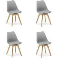 Homestyle4u Grijze keukelstoelen, set van 4. Moderne houten eetkamerstoelen van kunststof. Schalenstoelen, houten stoelen voor de eetkamer