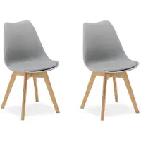 Homestyle4u Eetkamerstoel van Hout en Kunststof - 2 Stoelen - Keukentoel - Grijs