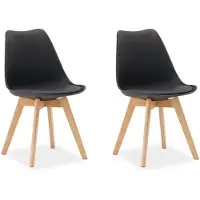 Homestyle4u Eetkamerstoel van Hout en Kunststof - 2 Stoelen - Keukentoel - Zwart