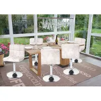 Mendler Set van 6 eetkamerstoelen Kavala, draaistoel, imitatie suède chroom ~ vintage lichtgrijs