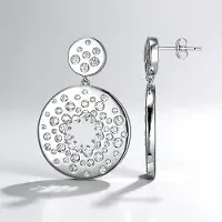 Cavill - Zilveren Oorbellen met 3,45 ct Nigeriaanse Zirkonen - 925 Sterling Zilver - Elegante Hangende Oorbellen - 36 mm Cirkelvormig Design