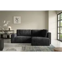 Fun-Möbel Eckbank met slaapfunctie NATALIA XL, bekleed met stof Tilia, kleur zwart. Ottomaan aan de rechterkant
