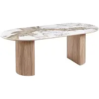 Ebuy24 Eettafel Athens - Rechthoek Keramisch Wit/Bruin - 210x100x76cm