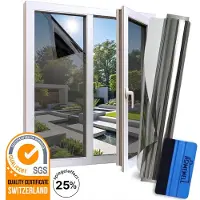 Homewell Zonwerende Raamfolie - 70x300cm - Isolerend - Statisch & Herbruikbaar - Tegen Hitte & Inkijk - HR+ Geschikt – 25% Spiegeleffect Zwart