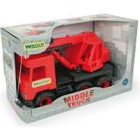 Wader MIDDLE TRUCK: Kraan, rood-zwart, in displaydoos