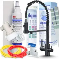 ARI Professionele keukenmengkraan Solid Spring met aansluiting voor waterfilter, uitschuifbare en draaibare verzonken uitloop (360°), mat zwart, messing