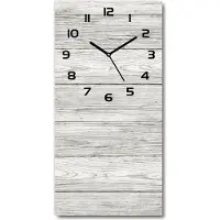 Tulup Wandklok - Houten achtergrond Glazen Klok Met Print - 30x60 cm - Grijs Wandklok Glas Met Motief - Zwarte handen - Rechthoekige Klok - Wandklok Glas Decoratie - Gekleurde Glazen Klok