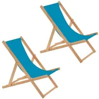 Sonstiges Twee turquoise, inklapbare ligbedden van hout - inklapbare stoel, inklapbaar ligbed, zonnebank, strandstoel, houten inklapbare stoel