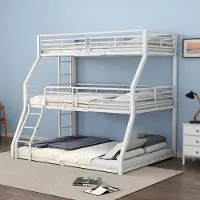 Sweiko Stapelbed, 90*200+120*200+140*200 cm, metalen bedframe, driedubbel stapelbed, zonder matras, wit