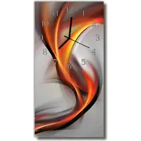 Tulup Wandklok - Abstractie Wandklok Glas Decoratie - 30x60 cm - Veelkleurig Gekleurde Glazen Klok - Zwarte Handen - Rechthoekige Wandklok - Glazen Klok Met Print - Wandklok Glas Met Motief