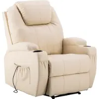 MCombo 7061 Elektrische Massagestoel – Crème-Wit Kunstleer | Massage, Verwarming & Ligfunctie
