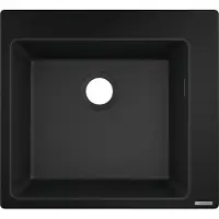 Hansgrohe spoelbak voor de keuken, model SilicaTec, granietspoelbak (inbouwspoelbak 450 mm voor een 600 mm kast). Kleur: grafietzwart