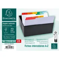 Exacompta Tabbladen 13997E A6 25 tabs Niet geperforeerd Karton A - Z 10 Stuks