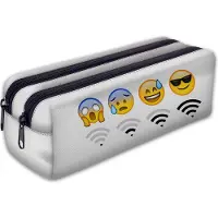 Ferocity Etui, pennenetui, etui met 2 vakken, schooletui, grappig 3D-motief, Emoji Wifi [107]