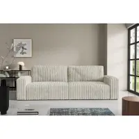 Fun-Möbel Bank met 3 zitplaatsen en slaapfunctie, model NATALIA, bekleed met stof Tilia in de kleur crème