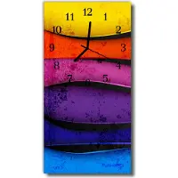 Tulup Wandklok - Kleurrijke strepen Moderne Wandklok Glas - 30x60 cm - Veelkleurig Wandklok Glas Decoratie - Zwarte Handen - Rechthoekige Wandklok - Glazen Wandklok Design - Klok Glas Met Opdruk