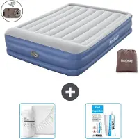 Bestway opblaasbare luchtbed - 2 personen - 152 x 203 x 46 cm - Grijs/Blauw - Inclusief accessoires