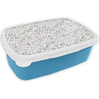 MuchoWow Broodtrommel Blauw - Lunchbox Luipaard - Motief - Grijs - Brooddoos 18x12x6 cm - Brood lunch box - Broodtrommels voor kinderen en volwassenen