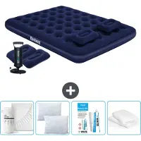 Bestway luchtbed - 2 personen - 152 x 203 x 22 cm - Blauw - Inclusief handpomp - Kussen - Accessoires