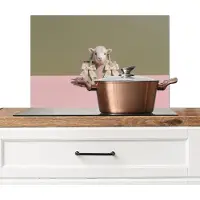 KitchenYeah Spatscherm keuken 60x40 cm - Kookplaat achterwand Tas - Pastel - Strikjes - Lammetje - Muurbeschermer - Spatwand fornuis - Hoogwaardig aluminium