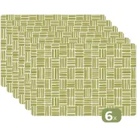 KitchenYeah Placemats - 6 stuks - 45x30 cm - Placemat kunststof - Vlecht - Patroon - Groen - Borden onderleggers - Decoratie voor op tafel - Keuken tafeldecoratie accessoires - Vinyl onderlegger - Tafelversiering