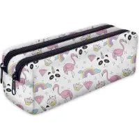 Ferocity Etui, pennenetui, etui met 2 vakken, schooletui, grappig 3D-motief, pandacorn [107]