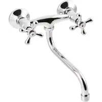Invena BADLAND Keukenmengkraan, wandmontage, model ROMA, 25 cm, keukenmengkraan in zilver