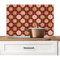 KitchenYeah Spatscherm keuken 80x55 cm - Kookplaat achterwand Geometrisch - Bloemen - Kleurrijk - Muurbeschermer - Spatwand fornuis - Hoogwaardig aluminium